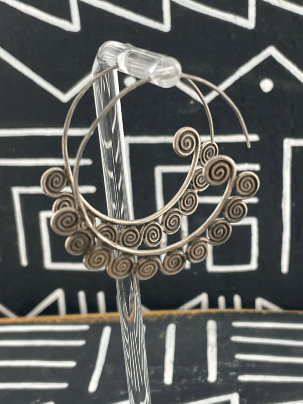 Handmade Sterling Silver Spiral Hoop Earrings Artisan Wirework Statement Earring